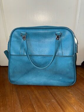 Vintage 70s American Tourister Escort Carry-On Travel Shoulder Bag Leather Blue
